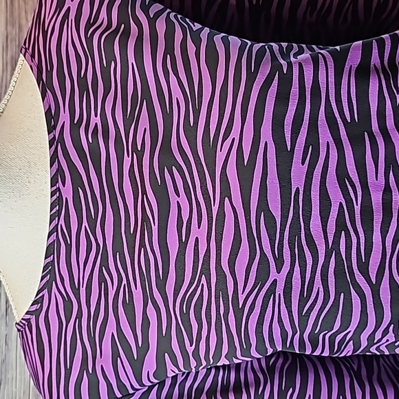 NEW MICHAEL MICHAEL KORS FLAWED PURPLE ZEBRA PRINT 3/4 SLEEVE BANDED TOP BLOUSE - Picture 2 of 14